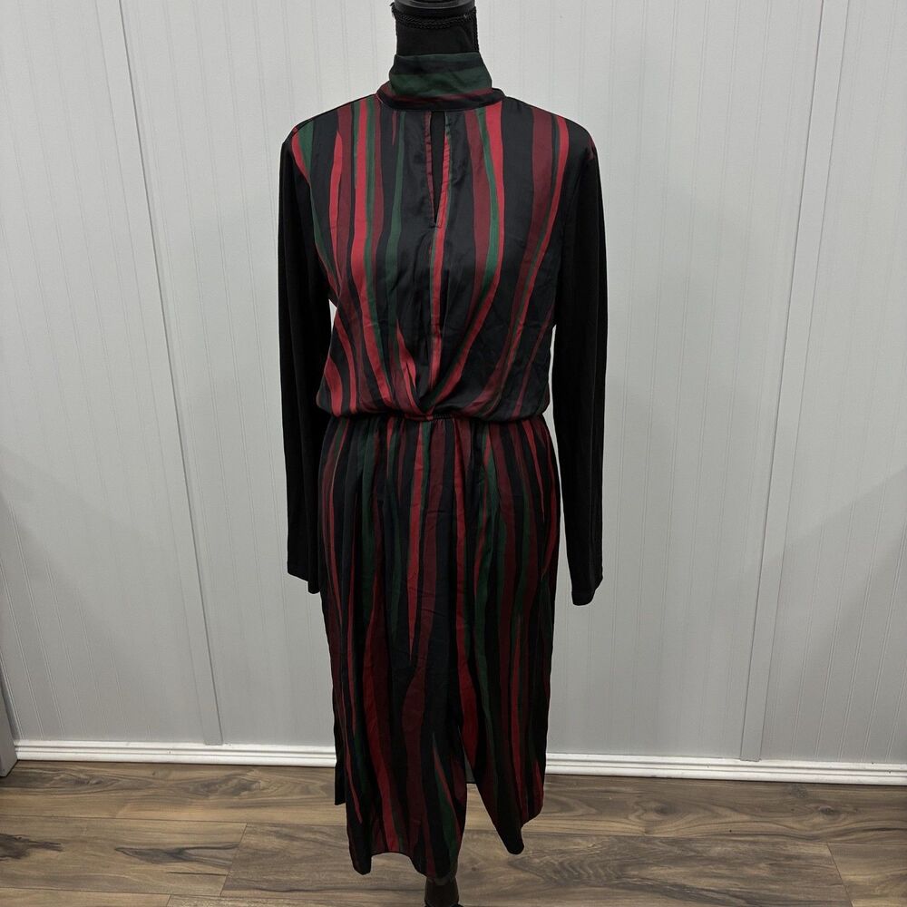 Lysse New York Womens XS Multicolored Striped Mock Neck Long Sleeve Midi Dress